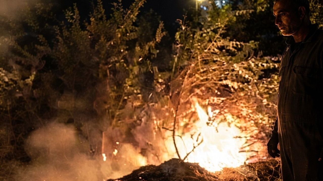 Alevler Geceyi Aydınlattı Köyden Dumanlar Yükseldi