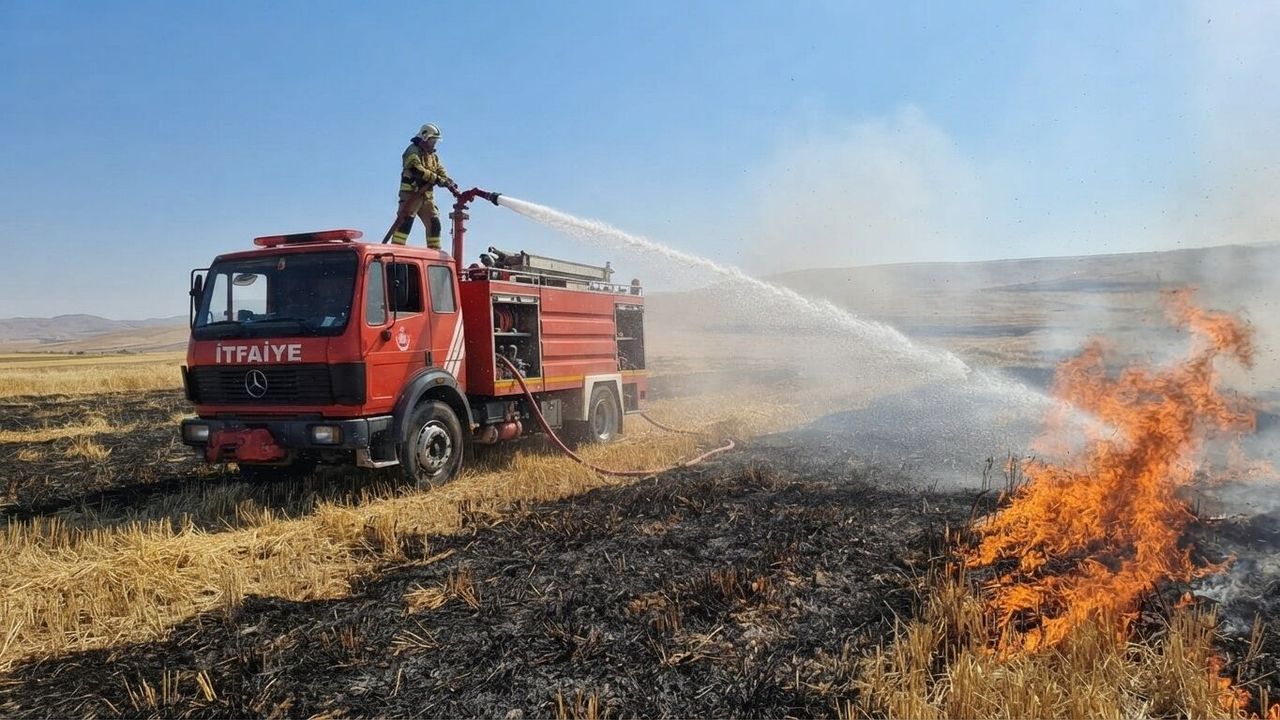 Çorum’da Anız Yangını 100 Dönüm Alanı Küle Çevirdi