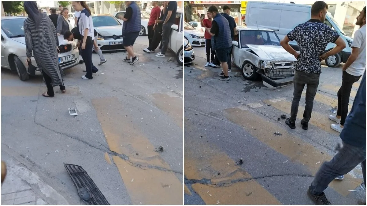 4 Otomobil Birbirine Girdi, Ortalık Savaş Alanına Döndü