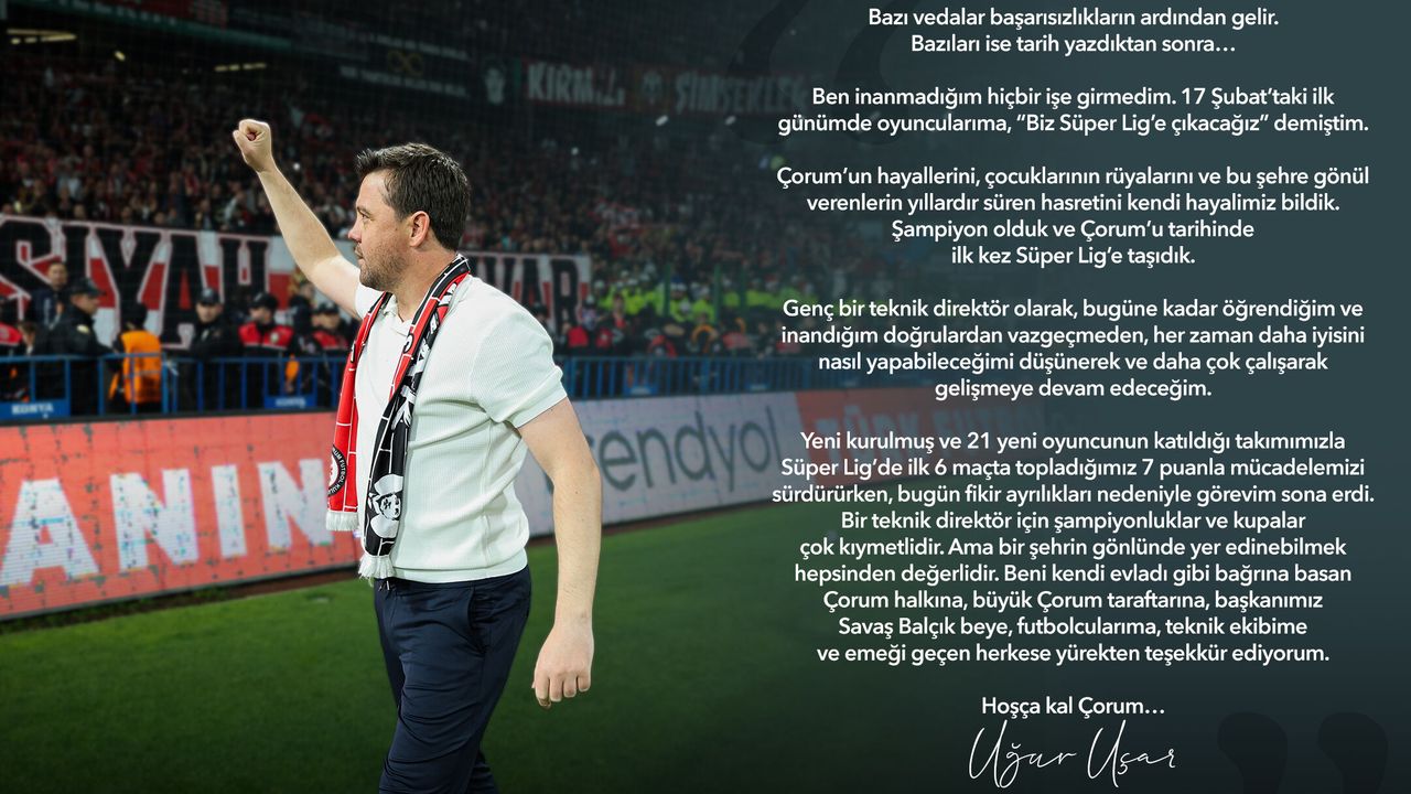 Uğur Uçar veda etti